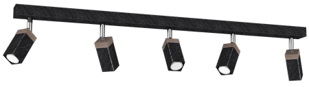 Lampa sufitowa SOLO, MLP7474, przecierany czarny/drewno patynowane, 5x5W mini GU10