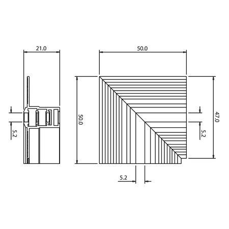 Narożnik podtynk L bok magnetic track 5mm