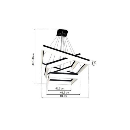 Lampa wisząca kwadraty NERO LED 81,5cm