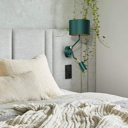 Kinkiet VERDE, MLP7873, zielony/złoty, 1x60W E27 + 1x8W mini GU10