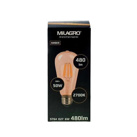 Żarówka FILAMENT LED E27 6W ciepła 2700k ST64 łezka GOLD