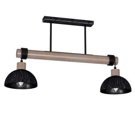 Lampa wisząca ERIK, MLP7639, przecierany czarny/drewno patynowane, 2x60W E27