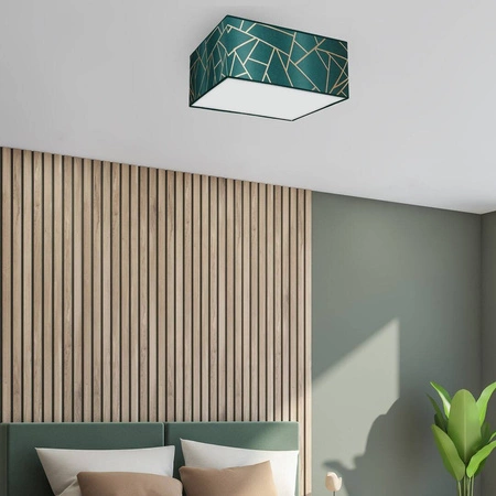 Lampa sufitowa ZIGGY GREEN, MLP7574, butelkowa zieleń/złoty, 2x60W E27