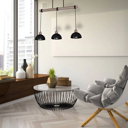 Lampa wisząca ERIK, MLP7640, przecierany czarny/drewno patynowane, 3x60W E27