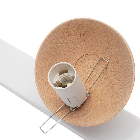Lampa sufitowa nowoczesna szklana kula listwa SFERA WOOD III drewno/biały szer. 65cm