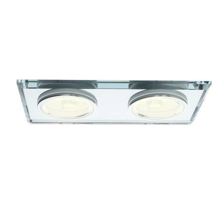 Oczko sufitowe szklane PROSTOKĄTNE 2xGU10 Kolor: SREBNY EKOS919