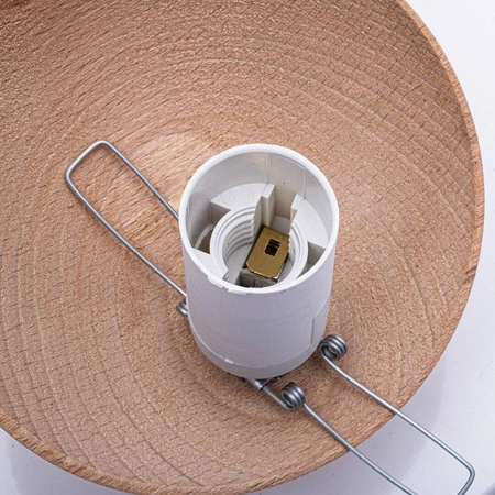 Lampa sufitowa nowoczesna szklana kula plafon SFERA WOOD III drewno/biały śr. 35cm