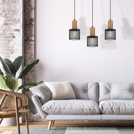 Lampa wisząca SOBRESA 3xE27 | Czarna