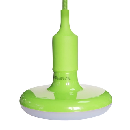 ŻARÓWKA UFO, E27, 15W LED, barwa zimna 6000K, zielona + kabel w oplocie, EKZA1573