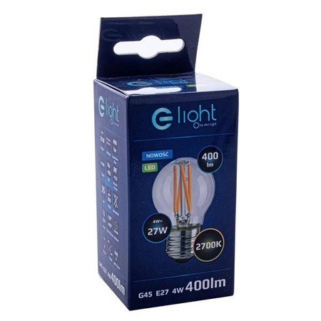 Żarówka ozdobna Filamentowa LED 4W E27 G45 barwa ciepła 2700K EKZF983