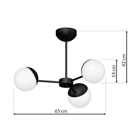Lampa sufitowa nowoczesna szklana kula żyrandol SFERA III czarny/biały śr. 66cm