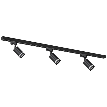 Zestaw Szynoprzewód 3xPipe Ring GU10 + Prowadnica 1,5m - Czarny