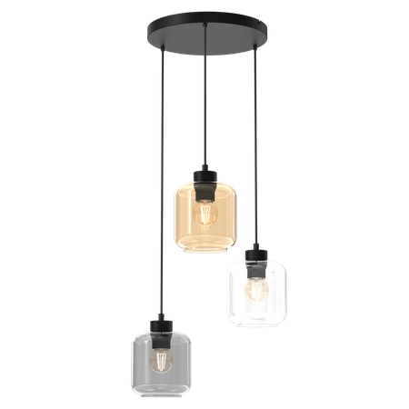 Lampa wisząca SOMBRA MIX, MLP8369, czarna z kolorowymi kloszami, 3x60W E27