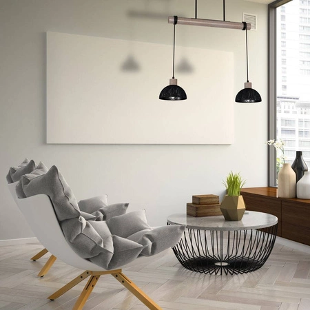 Lampa wisząca ERIK, MLP7639, przecierany czarny/drewno patynowane, 2x60W E27