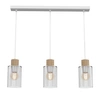 Lampa wisząca MADERA, biały/transparentny/drewno, 3x60W E27, MLP8555