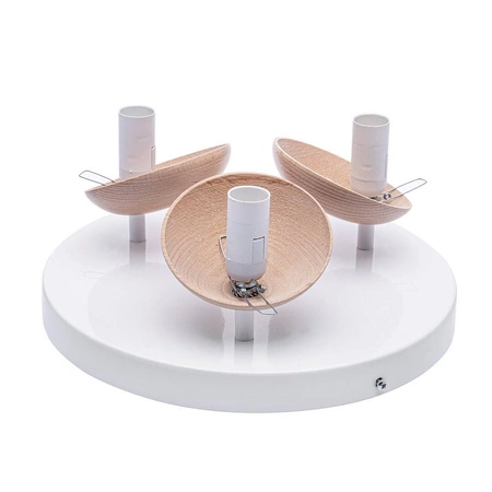 Lampa sufitowa nowoczesna szklana kula plafon SFERA WOOD III drewno/biały śr. 35cm