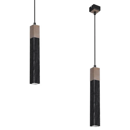 Lampa wisząca SOLO, MLP7469, przecierany czarny/drewno patynowane, 1x5W mini GU10