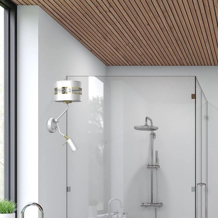 Kinkiet ULTIMO WHITE, MLP7346, biały/transparentny/złoty, 1x60W E27 + 1x3W mini GU10