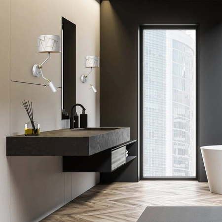 Kinkiet ZIGGY WHITE, MLP7562, biały/złoty, 1x60W E27 + 1x8W mini GU10