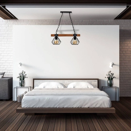 Industrialna lampa wisząca ULF BLACK / WOOD 2xE27 60W MLP6192