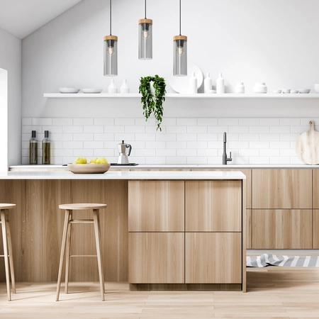 Lampa wisząca ELICA, MLP8665, czarny/drewno/transparentny, 3x60W E27