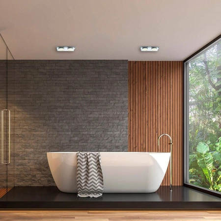 Oczko sufitowe szklane PROSTOKĄTNE 2xGU10 Kolor: SREBNY EKOS919