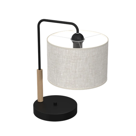 Lampa Stołowa ATLANTA, MLP7453, czarny/drewno/beżowo-szary, 1x60W E27