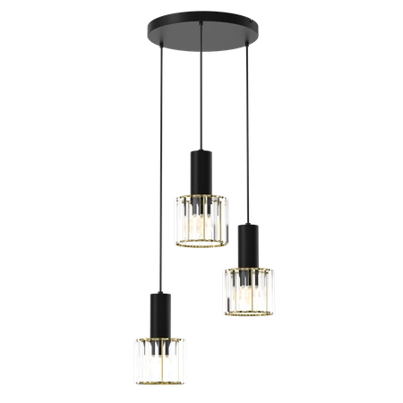 Lampa wisząca CRISTAL, MLP8362, czarny/transparentny/złoty, 3x60W E27