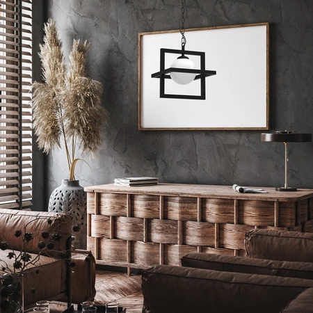 Lampa wisząca DIEGO, MLP8568, czarna z białym kloszem, 1x40W E14