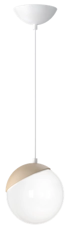 Lampa wisząca nowoczesna szklana kula SFERA WOOD drewno/biały śr. 14cm