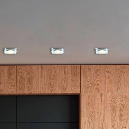 Oczko sufitowe szklane KWADRATOWE Kolor: SREBRNY EKOS270