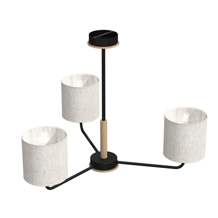 Żyrandol ATLANTA, MLP7451, czarny/drewno/beżowo-szary, 3x60W E27