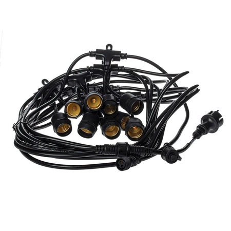 Girlanda EKO6932 15m bez żarówek E27 IP44 15 punktów | czarny