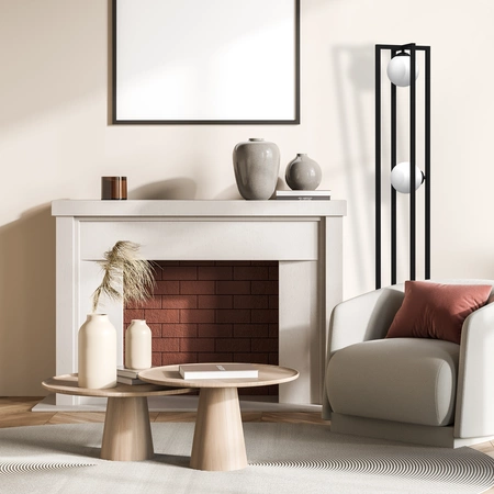 Lampa podłogowa DIEGO, MLP8572, czarna z białymi kloszami, 2x40W E14