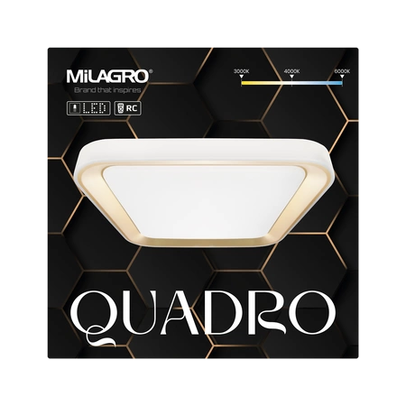 Plafon QUADRO GOLD, ML7933, biały/złoty, 66W LED