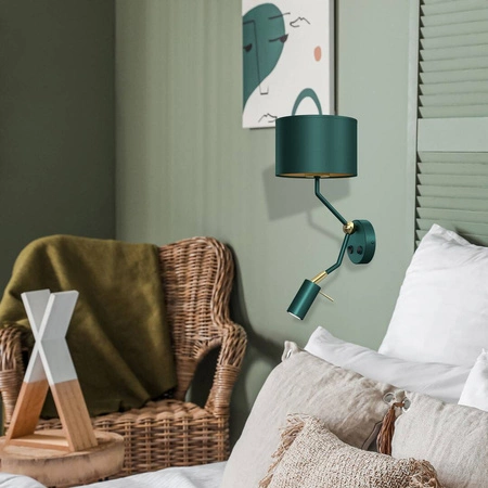 Kinkiet VERDE, MLP7873, zielony/złoty, 1x60W E27 + 1x8W mini GU10