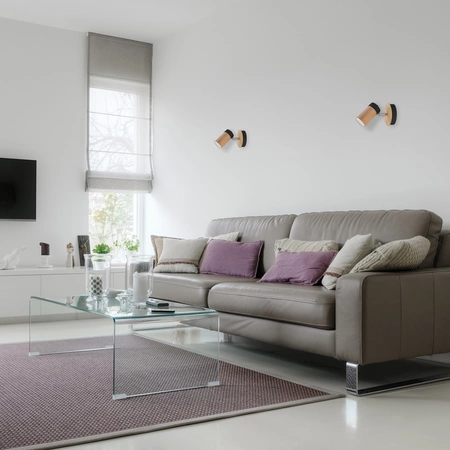 Kinkiet nowoczesny z drewna BARON czarny