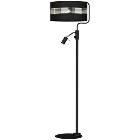 Lampa Podłogowa ULTIMO BLACK, MLP7344, czarny/transparentny/złoty, 1x60W E27 + 1x3W mini GU10