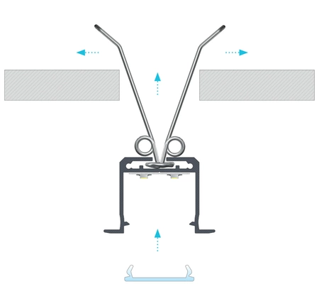 PROFIL ALUMINIOWY SREBRNY TYP K 2m + KLOSZ MLECZNY, SPRĘŻYNA MONTAŻOWA