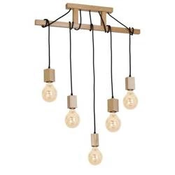 Lampa Wisząca JACK, MLP583, drewno naturalne, 5x60W E27