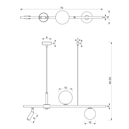 Lampa wisząca SIRIO, MLP8407, czarny/biały, 3x25W G9