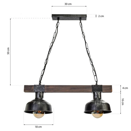 Lampa wisząca FARO BLACK / WOOD 2xE27 60W MLP6242