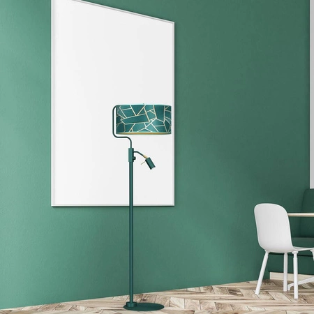 Lampa podłogowa ZIGGY GREEN, MLP7582, butelkowa zieleń/złoty, 1x60W E27 + 1x8W mini GU10