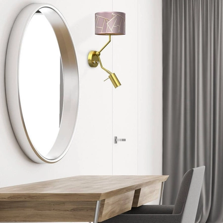 Kinkiet ZIGGY PINK, MLP7584, różowy/złoty, 1x60W E27 + 1x8W mini GU10