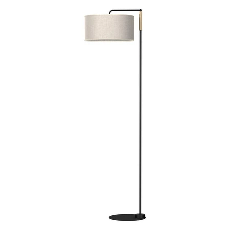 Lampa Podłogowa ATLANTA, MLP7454, czarny/drewno/beżowo-szary, 1x60W E27