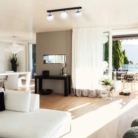 Lampa sufitowa nowoczesna szklana kula listwa SFERA III chrom szer. 65cm