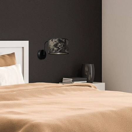 Stylowy kinkiet ścienny do salonu SATINO GOLD 1xE27 | czarny złoty