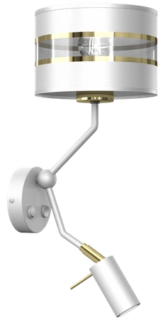 Kinkiet ULTIMO WHITE, MLP7346, biały/transparentny/złoty, 1x60W E27 + 1x3W mini GU10