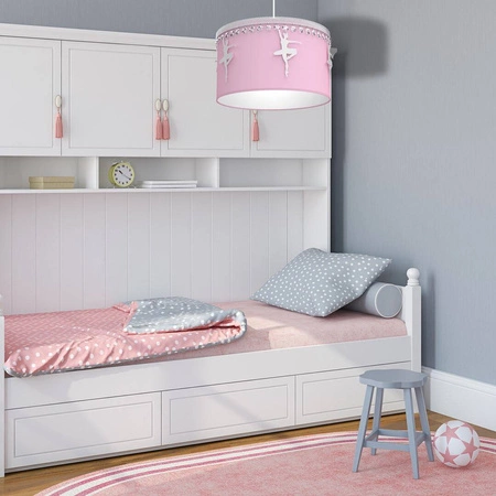 Lampa wisząca dziecięca z abażurem BALETNICA różowy śr. 37cm