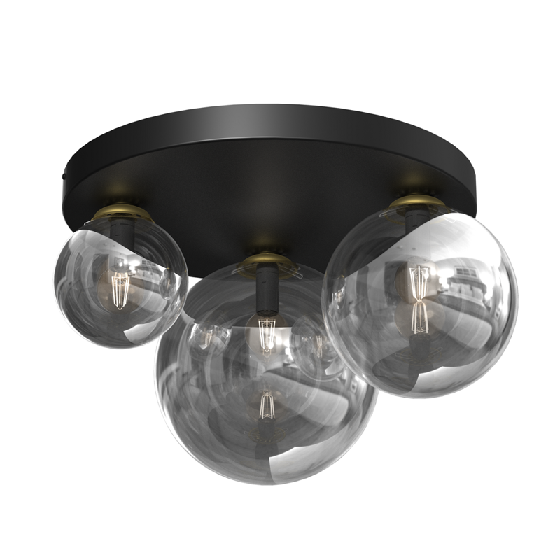 Stylowa lampa sufitowa REFLEX MLP8417, czarny/złoty, 2x40W E14 + 1x60W E27